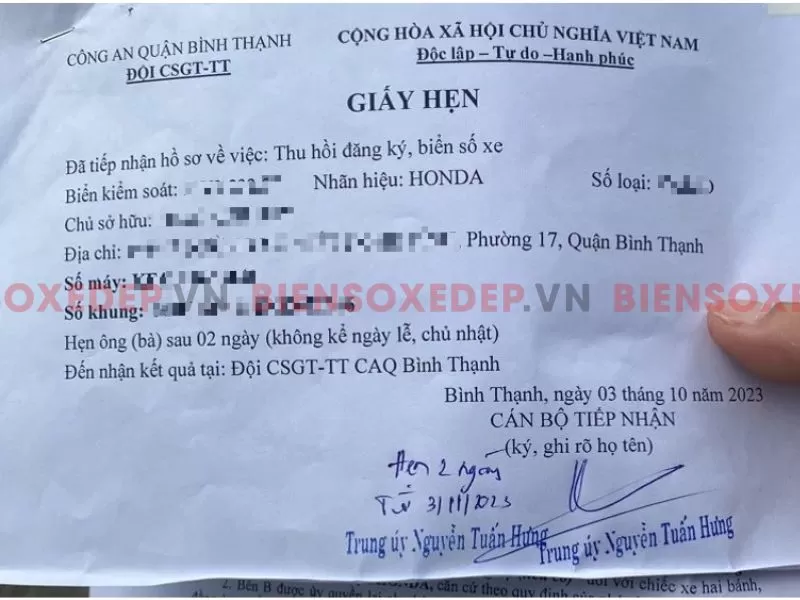 xử l&yacute; khi mất biển số xe