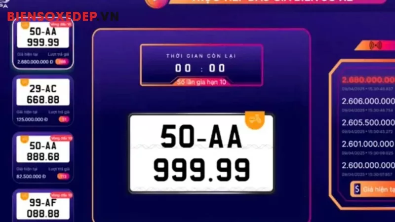Định giá biển số xe 999